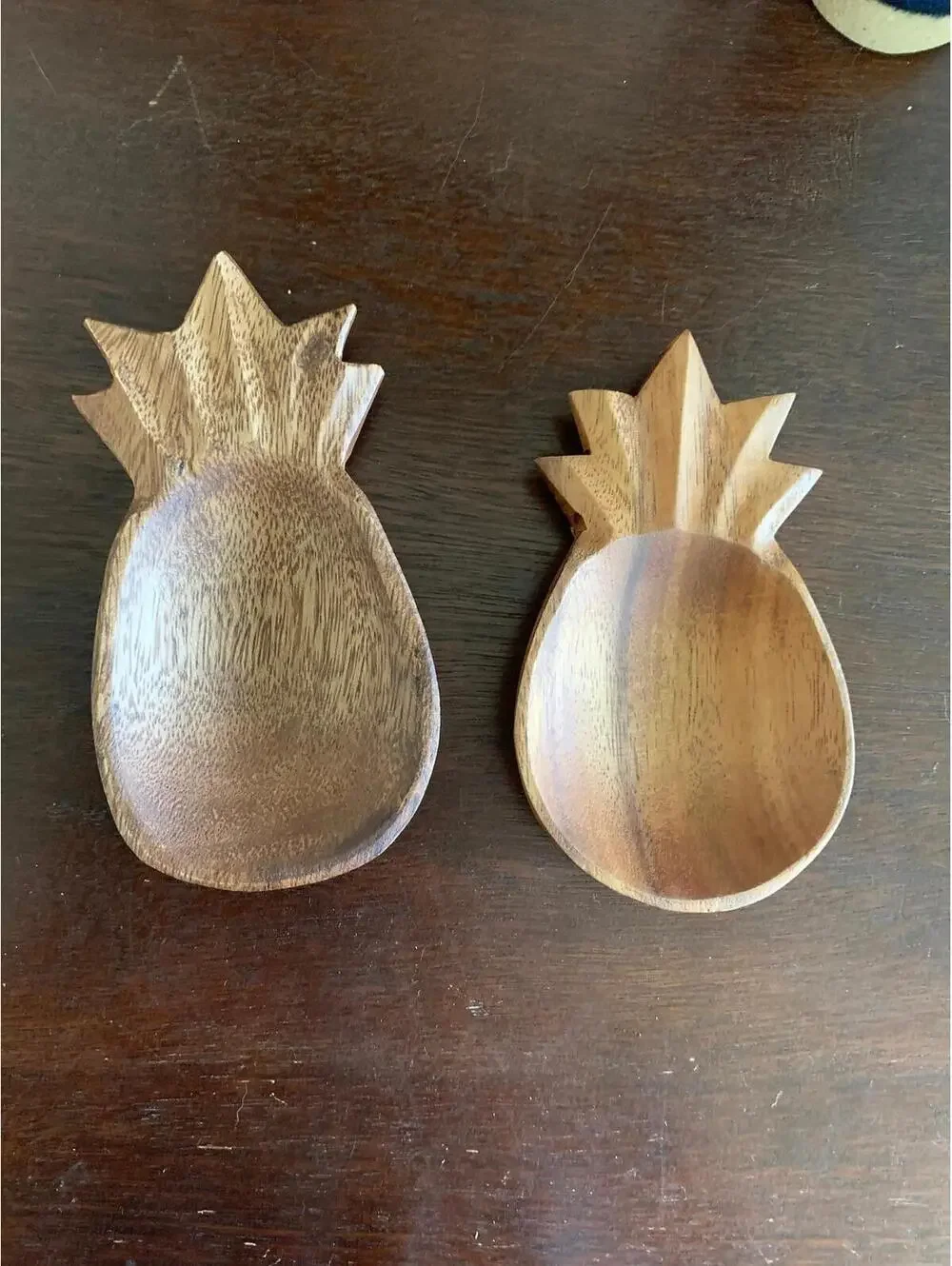 Acacia Wood Pineapple Dish Pair